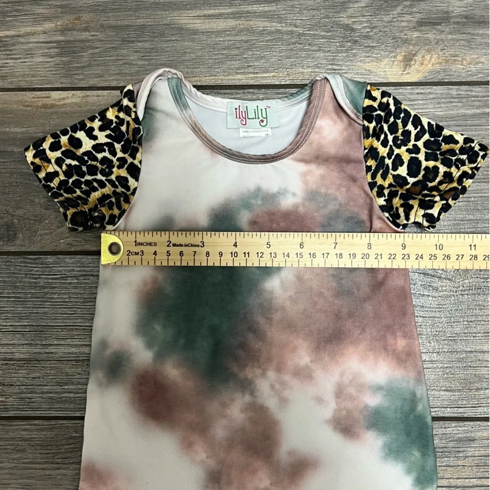 Ily Lily Boutique Romper 6-9 months Leopard & Tye Die One Piece Outfit Snaps